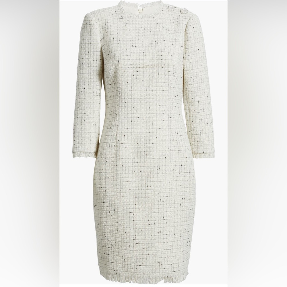 Eliza J Women's Fringe-Trim Bouclé Tweed Sheath Dress
